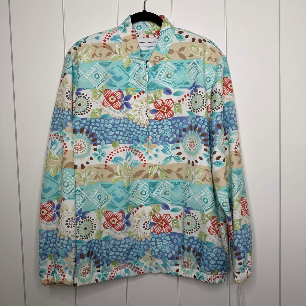 Alfred Dunner Caribbean Cool Zip Jacket Size 18 Tropical Floral  NWT